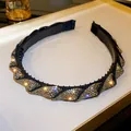 Serre-tête baroque vintage avec strass scintillants champagne et irisés élégants - Style 33 Strass Noir Gunmetal