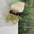 Elegant pastoral style resin grape cluster drop earrings with green and red beads - Red-Green