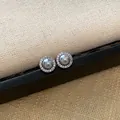 Elegante Steckohrringe aus Silber mit grauen Perlen und einem funkelnden Kranz - Runder Stil (59#) / Grau