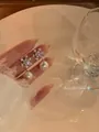 Detailed close-up showing the elegant snowflake design and lustrous white pearls - Silver Post Snowflake Pearl Studs (7#)
