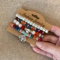 Set di braccialetti bohémien multistrato con perline di resina e ciondolo albero della vita - Stile 36 Ciondolo Albero (WB1456WB1187)