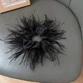 Elegant black feather hair scrunchie accessory for women aesthetic bun styling decor - Feather Scrunchie / Black Hair Tie