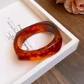 Bracciale geometrico retrò in resina ambrata con motivo a tartaruga - Stile 55 (WB1456WB1187)