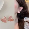 Elegantes pendientes de corazón rosa con borde dorado, joyería de estilo coreano. - Estilo Corazón (2#)