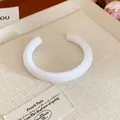 White marbled resin open cuff bracelet with elegant minimalist swirl pattern design - C-Shape Open Style / White (1#)