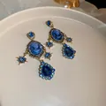 Luxury vintage baroque blue cameo drop earrings with teardrop crystal and star charms - Baroque Teardrop (20)