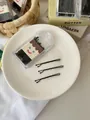 Basic black metal bobby pins in a cute cartoon portable case for daily hair styling - Wave / Set of 30 / Black