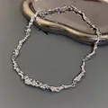 Irregular molten silver liquid metal necklace with high-end aesthetic niche design - Irregular Lava Metal Style