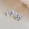 Elegante blaue Schmetterlingsohrstecker mit Silbernadel und schimmernden Steinen - 17# Crystal Butterfly Rhinestone Style / Blassblau/Silber