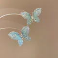 Elegante blaue Schmetterlings-Ohrstecker mit Silbernadeln und strukturierten Flügeln - 28# Gradient Drip Glaze Butterfly Style / Blauer Gradient