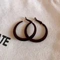 Elegant brown flocked hoop earrings with silver needles for stylish autumn and winter - Brown