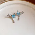 Elegante blaue Schmetterlings-Ohrstecker mit Zirkonia-Anhängern in Silber-Optik - 40# Butterfly Water Drop Zirconia Style / Blau/Silber