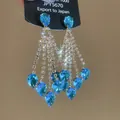 Detailed view of glamorous blue teardrop tassel earrings with sparkling rhinestones - 16# Silver Post Elegant Long Tassel (JPY5670)