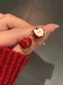 Orecchini a perno in smalto a forma di mela rossa con aghi in argento - 32# Stile Mela Creativa (Rosso)