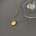 Gold oval pendant necklace with "You are adorable" engraving on snake chain. - Gold Round Plate Letter Necklace (29#)