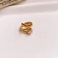 Elegant gold-plated stainless steel open ring with a brilliant teardrop zircon stone - No.3 Ring-Gold