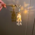 Vintage Chinese style gold hair stick with glowing rabbit lantern and pearl tassels - White Luminous Lucky Character Rabbit