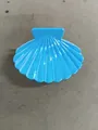 Vibrant bright blue shell shaped hair claw clip with stylish pleated texture design - Small Shell Claw Clip / Small / Dark Blue