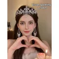 Serre-tête couronne à fleurs en zircon luxueux pour un style élégant d'anniversaire - Couronne de Fleurs (HH5292) / Argent
