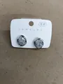 Elegant silver-plated round clip-on earrings with cubic zirconia for non-pierced ears - Round Mesh Design / Silver