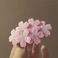 Elegante fermaglio per capelli con fiori di ciliegio ricamati rosa per donne e ragazze - Clip a Scatto Ricamata (39) / Rosa