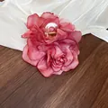 Elegante molletta per capelli a fiore in tessuto bordeaux per uno stile romantico - Clip a Artiglio (22) / Rosso