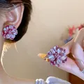 Orecchini a perno vintage a forma di rosa perlata bordeaux con estetica di lusso - 5# Silver Earring Post - Viola