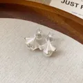 Eleganti orecchini di perle vintage con calotta a fiore argento e perni in zircone lucido - 49# Perno per orecchino in argento - Argento