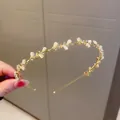 Elegante cerchietto floreale dorato con pietre occhio di gatto e strass luccicanti per capelli donna - Cerchietto in Pietra Occhio di Gatto Oro (10#)