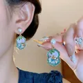 Orecchini pendenti in smalto stile palazzo retrò con perle e design a cigno - 51# Ago D'argento - Oro - Verde - Viola
