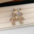 Orecchini lussuosi stile palazzo vintage con nappe a fiori di cristallo in oro - Ago 46# Argento - Oro - Trasparente