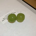 Close-up view of forest green round resin stud earrings with silver needles. - 41# Grass Green