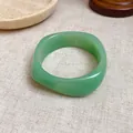 Vintage green marbled resin square spiral bangle with unique niche design for summer. - Light Green