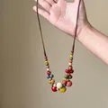 Handmade colorful bohemian beaded necklace with ethnic style design for seaside vacation - Style 60 Necklace / Colorful