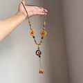 Bohemian colorful beaded necklace with tassel detail, handmade ethnic jewelry for women. - Style 57 Necklace / Colorful