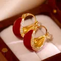 Orecchini in smalto rosso con cristalli scintillanti in una confezione regalo di lusso - Chiusura per Orecchio-Oro-Rosso-Stile 34