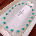 Bohemian heart-shaped turquoise beaded necklace on gold-tone chain - Style 10 Necklace / Blue Heart