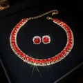 Elegant vintage jewelry set featuring red gemstones and sparkling crystal accents - Vintage Red Stone Set (27#)