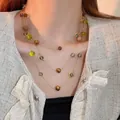 Elegant Bohemian multi-layer necklace featuring colorful beads on a delicate gold-plated chain - 13# Necklace - Gold Round