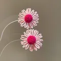 Handmade pink raffia flower stud earrings with beaded center for sweet summer holiday style - Pink Flower Style (69#)