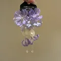 Elegant purple fabric flower dangle earrings with silver needle for vacation style - Purple Fabric Petal Beaded Style (96#) Silver Earring Post