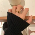 Vintage gold plated adjustable ring featuring a round tiger eye stone in Maillard style - 16# Ring-Gold-Brown (Real Gold Plated)-Smooth Stone
