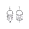 Elegant silver butterfly tassel drop earrings featuring sparkling cubic zirconia stones - 2# Silver Earring Post - Silver White