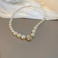 Elegante collana di perle stile corte francese con perla dorata ricoperta di strass lucidi - 17# Collana in Perle Con Sfera in Strass a Strato Singolo Oro