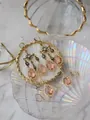 Elegant vintage-style gold tassel earrings with amber teardrop stones and star details - 22# Silver Needle - Gold - Rose Quartz