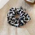 Vintage leopard print hair scrunchie with black and gray animal pattern for women - Hair Tie / Grey Leopard