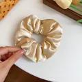 Elegant champagne gold satin scrunchie hair tie accessory for vintage aesthetic style - Satin Scrunchie / White