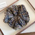 Vintage tweed oversized scrunchie with sequins in multi-color knit - Tweed Scrunchie / Gray