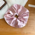 Luxurious pink satin oversized scrunchie hair tie with elegant silky texture design - Satin Scrunchie / Pink