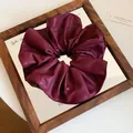 Oversized burgundy faux leather scrunchie hair tie with elegant vintage texture for women - Leather Scrunchie / Burgundy